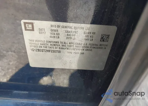 2017 Chevrolet Malibu Ls from USA, damaged, VIN 1G1ZB5ST2HF230758